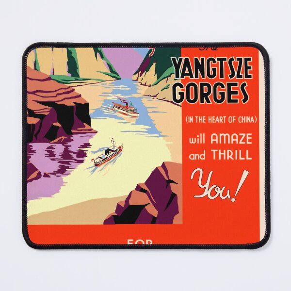 Item preview, Vintage Art Deco Yangtze Gorges Travel Poster | Butterfield & Swire | Bold Colors Stunning Cliffs | Historic China Art designed and sold by artofuniverse.