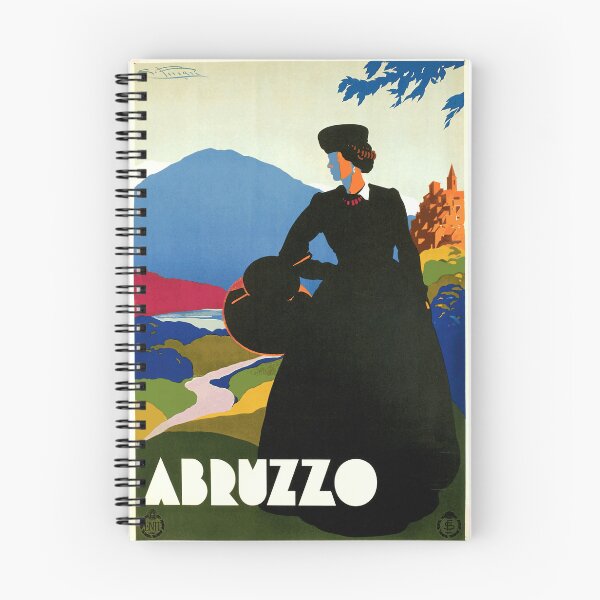 Item preview, Vintage Abruzzo Travel Poster | Art Deco Style | Italy Tourism | Traditional Attire & Scenic Landscape | Colorful Wall Art designed and sold by artofuniverse.