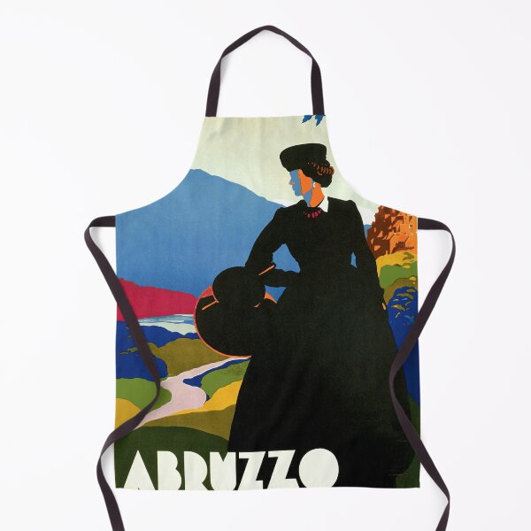 Item preview, Vintage Abruzzo Travel Poster | Art Deco Style | Italy Tourism | Traditional Attire & Scenic Landscape | Colorful Wall Art designed and sold by artofuniverse.