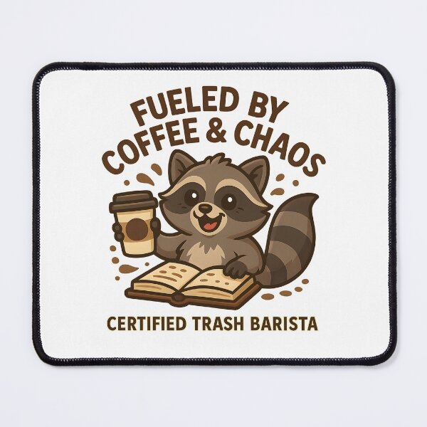 Item preview, Fueled by Coffee & Chaos – Funny Raccoon with Coffee | Funny Raccoon Coffee Meme designed and sold by Cat & Coffee Studio.