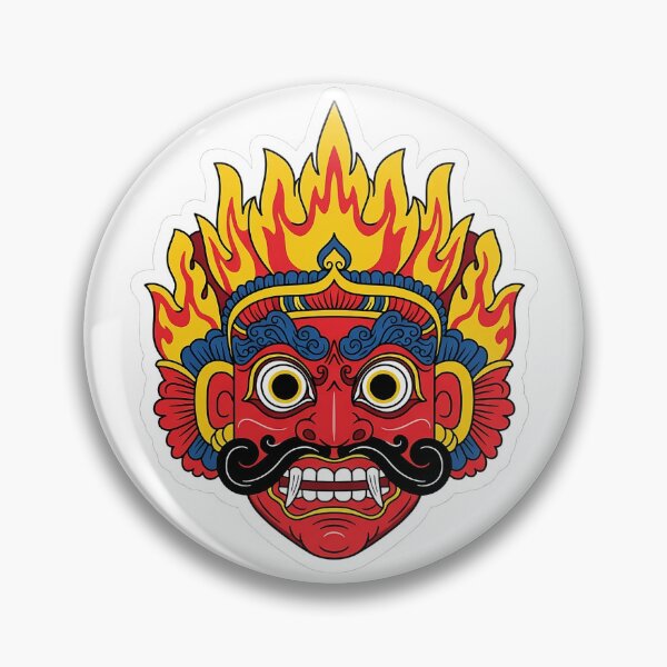 Item preview, Gini Jala Sanniya High Fever Mask Sticker - Flaming Demon designed and sold by bloomling.