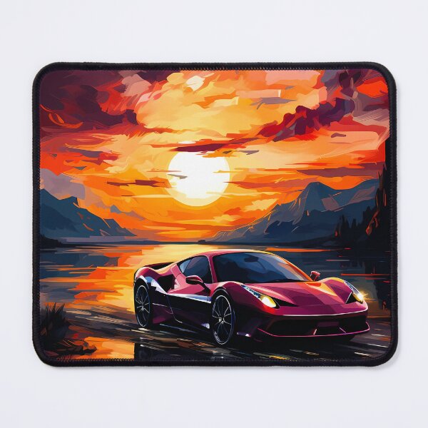 Item preview, Supercar Reflected In Water At Vibrant Evening Sunset designed and sold by RevUpDesign.