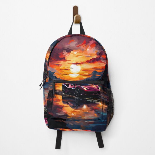 Item preview, Supercar Reflected In Water At Vibrant Evening Sunset designed and sold by RevUpDesign.