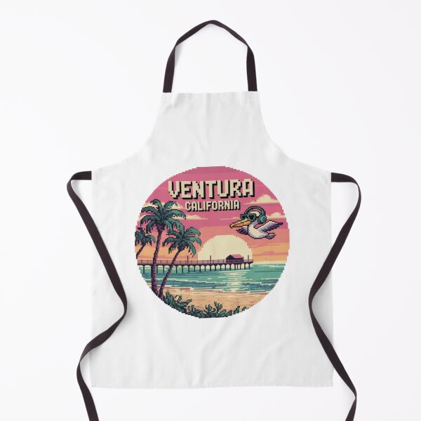 Item preview, Ventura California Pixel Sunset – Retro Coastal Beach Scene with Pelican and Pier designed and sold by CircinusStore.