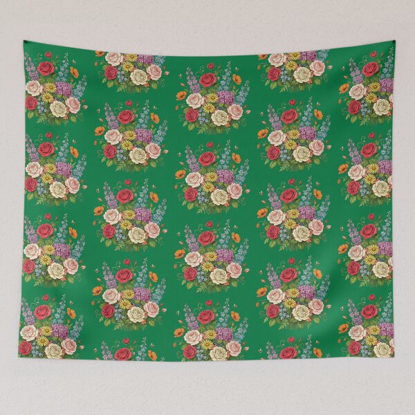 Item preview, Ramo botánico vintage: ilustración colorida de flores silvestres y rosas - VERDE designed and sold by PAPIRO SIGLO XXI.