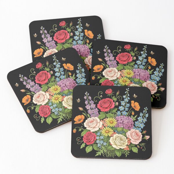 Item preview, Vintage Botanical Bouquet – Colorful Wildflower and Rose Illustration - BLACK designed and sold by PAPIRO SIGLO XXI.