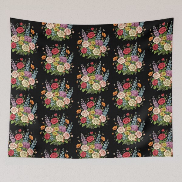 Item preview, Ramo botánico vintage: ilustración colorida de flores silvestres y rosas - NEGRO designed and sold by PAPIRO SIGLO XXI.