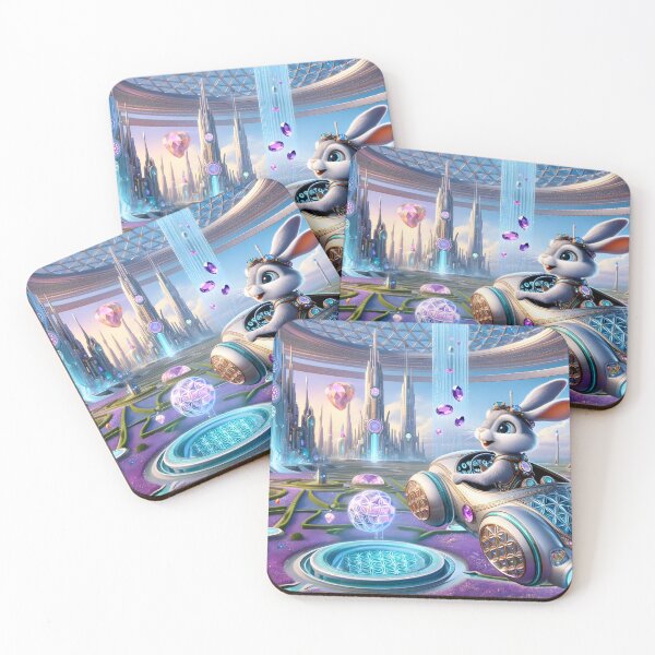 Item preview, A Cyborg Rabbit driving a futuristic flying car 001L3P120TH4KE9 designed and sold by OsirizyahDesign.