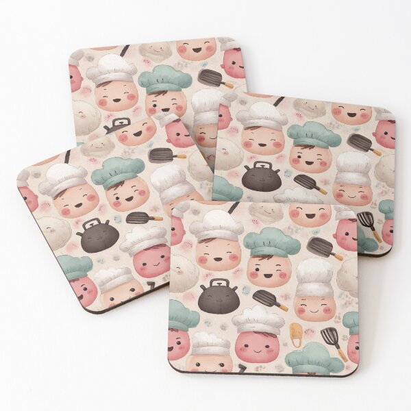 Item preview, Kawaii Chefs Pattern – Cute chefs in cute cartoon style designed and sold by Meiersbeste.
