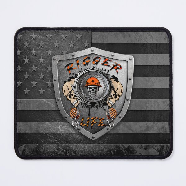 Item preview, Rigger Life Skull Badge– Orange Hard Hat Worker with Skulls and Chains designed and sold by artistwill.