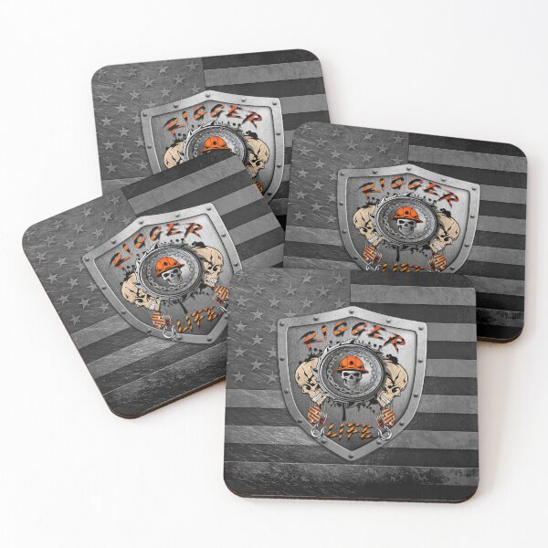 Item preview, Rigger Life Skull Badge– Orange Hard Hat Worker with Skulls and Chains designed and sold by artistwill.