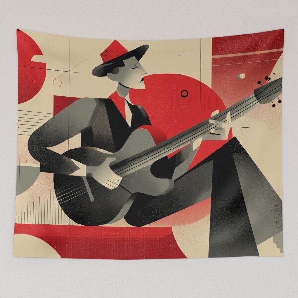 Artikelvorschau, Moderner konstruktivistischer Retro-Jazzgitarrist entworfen und verkauft von TheColorKey.