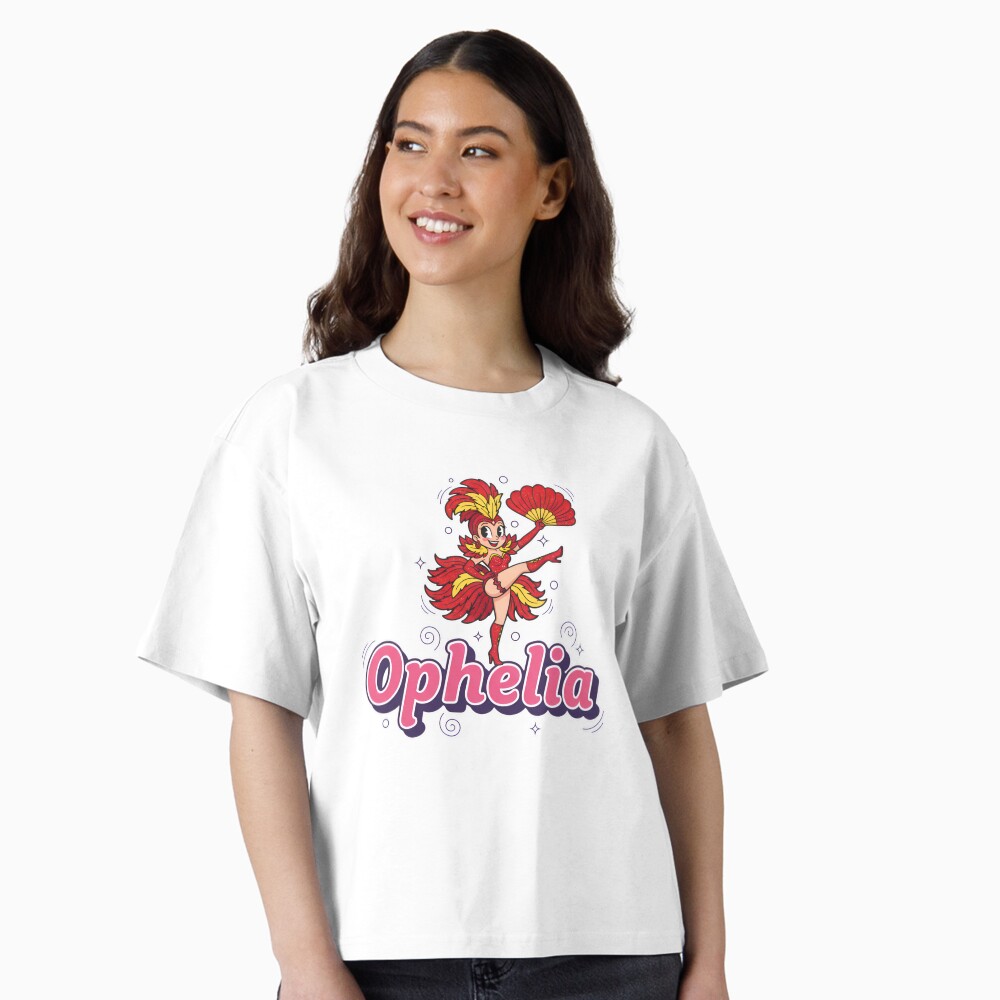 Boxy T-Shirt Showgirl Ophelia Feather Fan Dancer