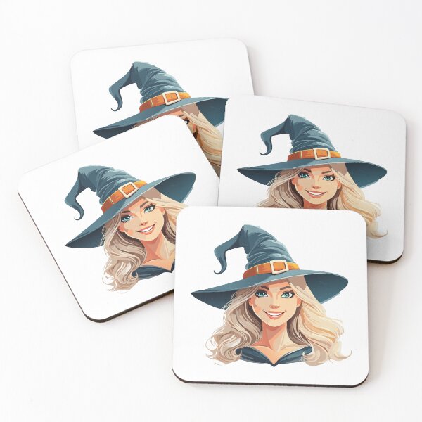 Item preview, Cartoon halloween witch portrait, Mysterious colors portrait illustration of a witch with a hat, perfect for Halloween and fantasy designs, Charming Witch Girl in Cloak and Hat designed and sold by Danler.