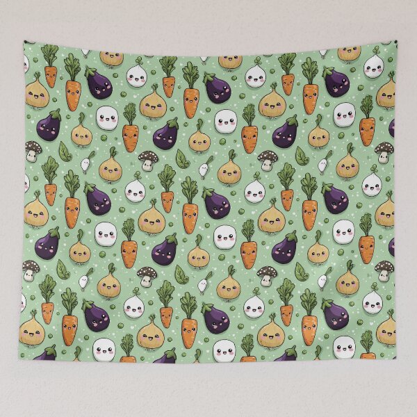Item preview, Kawaii Vegetable Pattern – Cute smiling vegetable design designed and sold by Meiersbeste.