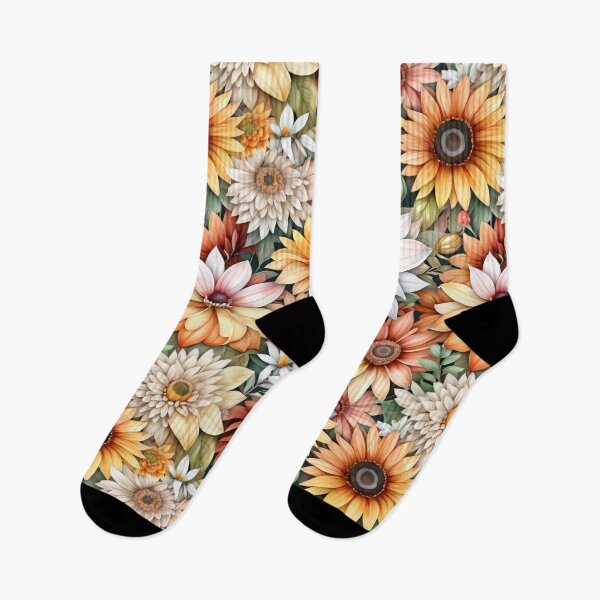 Artikelvorschau, Herbstliche Gartenblüten – Warmes botanisches Blumendesign entworfen und verkauft von AlmaMoArt.