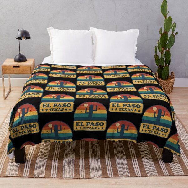 Item preview, El Paso Texas - Retro Vintage Desert Cactus Sunset Landscape designed and sold by Shape Snip Studio.