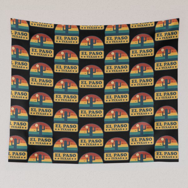 Item preview, El Paso Texas - Retro Vintage Desert Cactus Sunset Landscape  designed and sold by Shape Snip Studio.