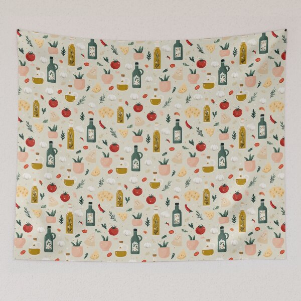 Item preview, Mediterranean Cooking Pattern – Minimalist Food Design with Ingredients designed and sold by Meiersbeste.