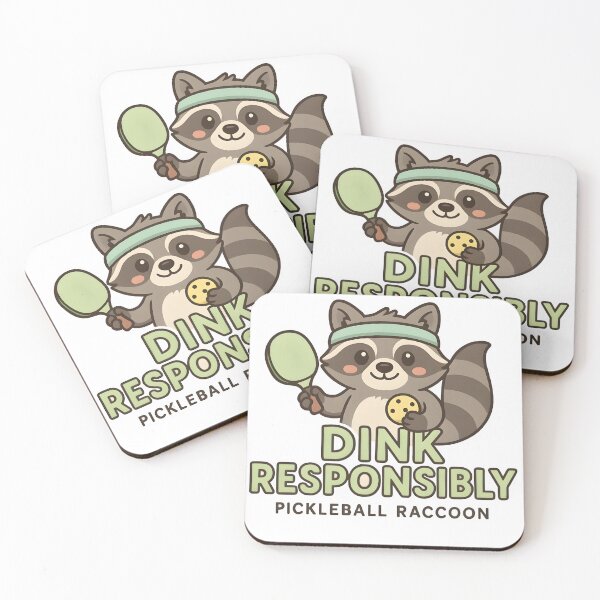 Item preview, Dink Responsibly – Pickleball Raccoon | Funny raccoon with paddle & ball designed and sold by Cat & Coffee Studio.