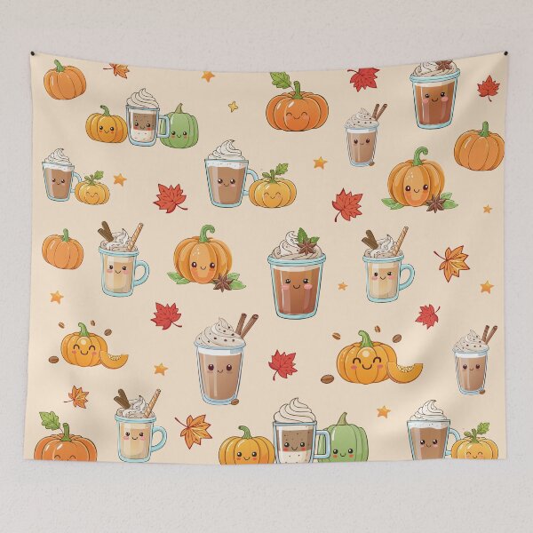 Item preview, Kawaii Pumpkin Spice Pattern | Cute Autumn Coffee Fall Aesthetic Design designed and sold by GrybDesigns.