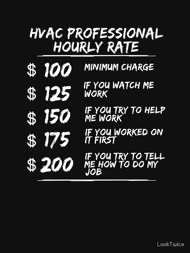 "HVAC Hourly Rate HVAC Tech Technicians Heating Cooling Shirt" Tshirt