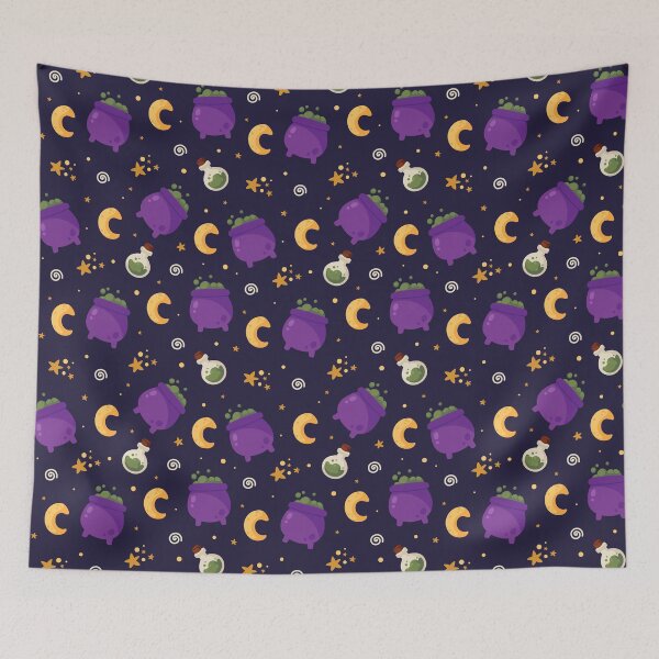 Item preview, Witchy Cauldrons & Moons – Cute Halloween Pattern designed and sold by QuietBloom80.