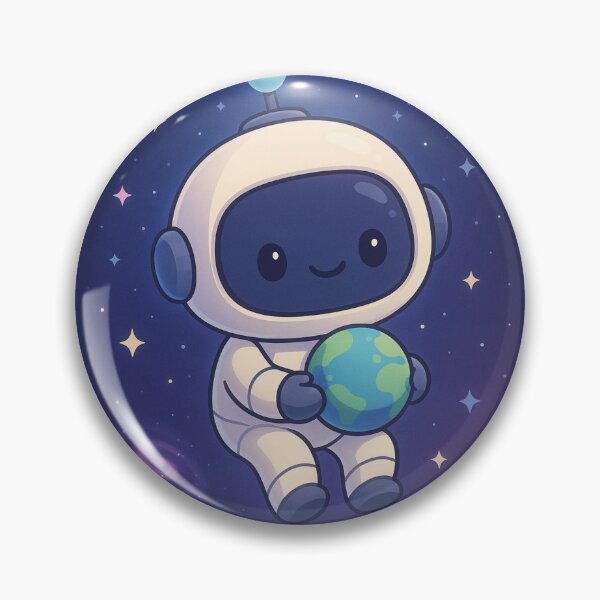 Item preview, Lindo robot kawaii con un pequeño planeta – Ilustración espacial designed and sold by Malak Studio .
