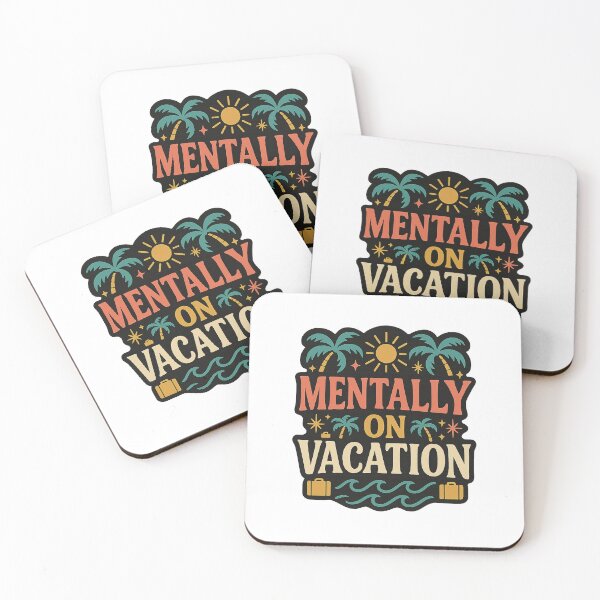 Item preview, Mentally On Vacation – Retro Tropical Typography Funny Evergreen Design designed and sold by FluffyCreative.