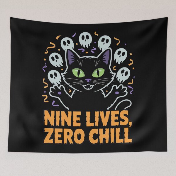 Item preview, Nine Lives Zero Chill, funny Cat halloween designed and sold by NoetherSym.