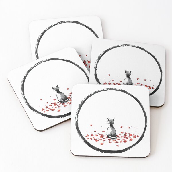 Item preview, Soft World – Cat and Falling Petals | Poetic Minimal Art designed and sold by jelonkaa.