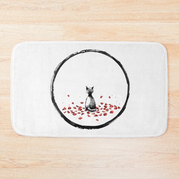 Item preview, Soft World – Cat and Falling Petals | Poetic Minimal Art designed and sold by jelonkaa.