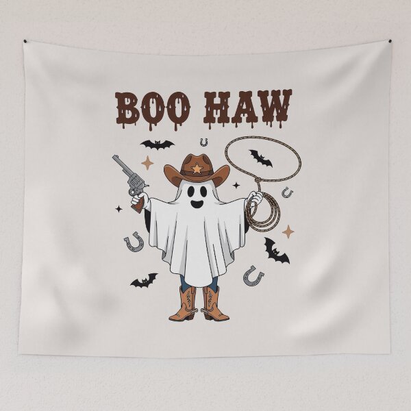 Item preview, Boo Haw Cowboy Ghost – Cute Western Halloween T‑Shirt designed and sold by wabeen.