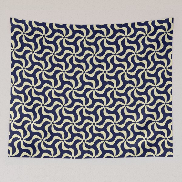 Item preview, Fan Tabulous - Rich Dark Navy Powder Yellow designed and sold by Fabricatemyart.