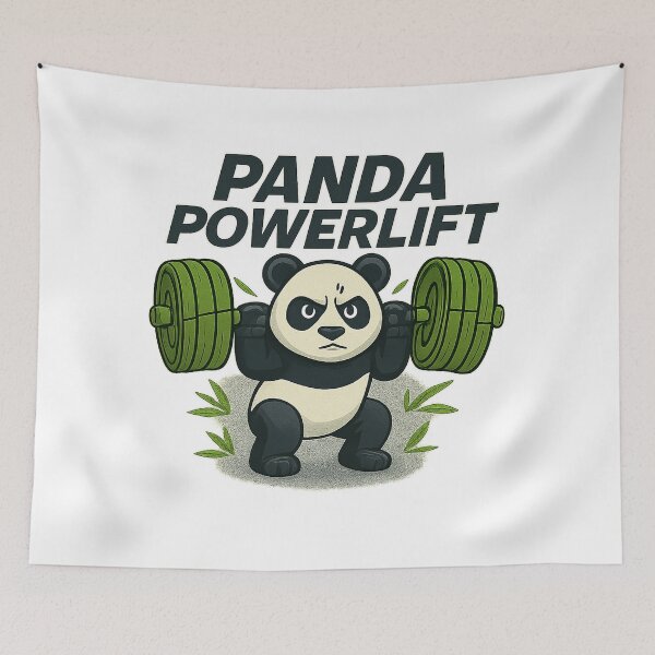 Item preview, "Panda Powerlift" Funny Gym Tee - Bear Workout Design designed and sold by Modivox.