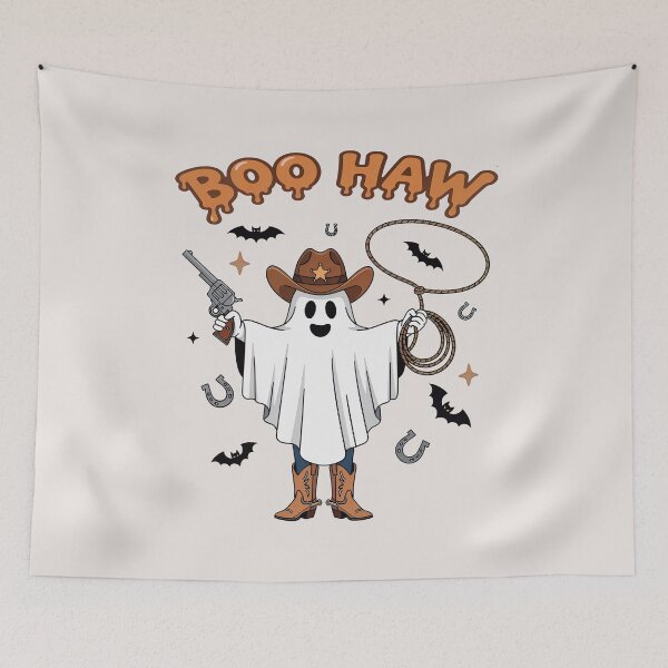 Item preview, Boo Haw Cowboy Ghost – Cute Western Halloween T‑Shirt designed and sold by wabeen.