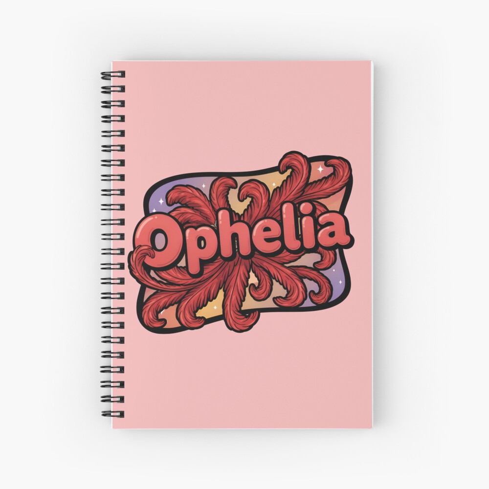 Ophelia Showgirl Coral Red Flourish Lettering Spiral Notebook