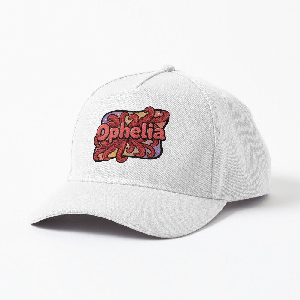 Ophelia Showgirl Coral Red Flourish Lettering Baseball Cap