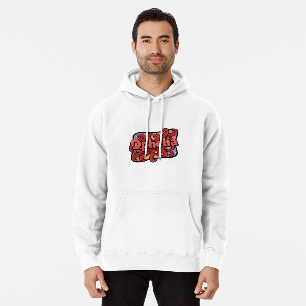 Pullover Hoodie Ophelia Showgirl Coral Red Flourish Lettering Pullover Hoodie