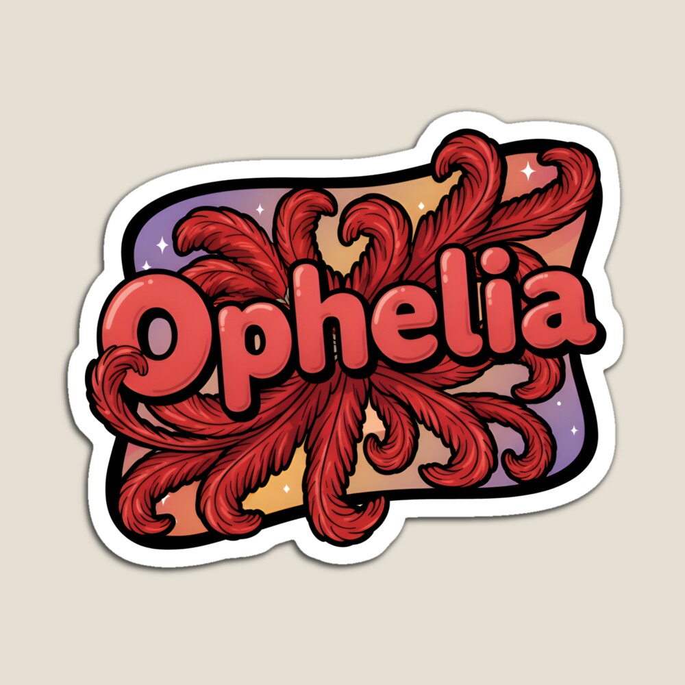 Ophelia Showgirl Coral Red Flourish Lettering Premium T-Shirt