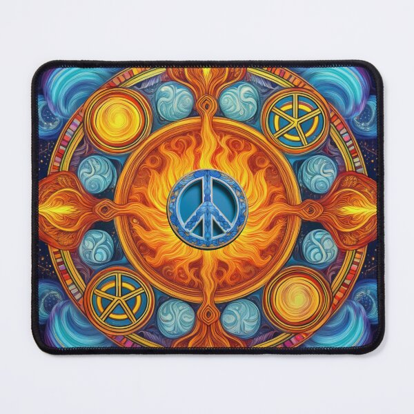 Item preview, Sacred sun Mandala of Peace - Spiritual Boho Energy Art designed and sold by PEACELOVERSART.