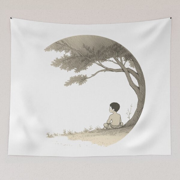 Item preview, Soft World – Under the Quiet Tree | Poetic Minimal Illustration designed and sold by jelonkaa.