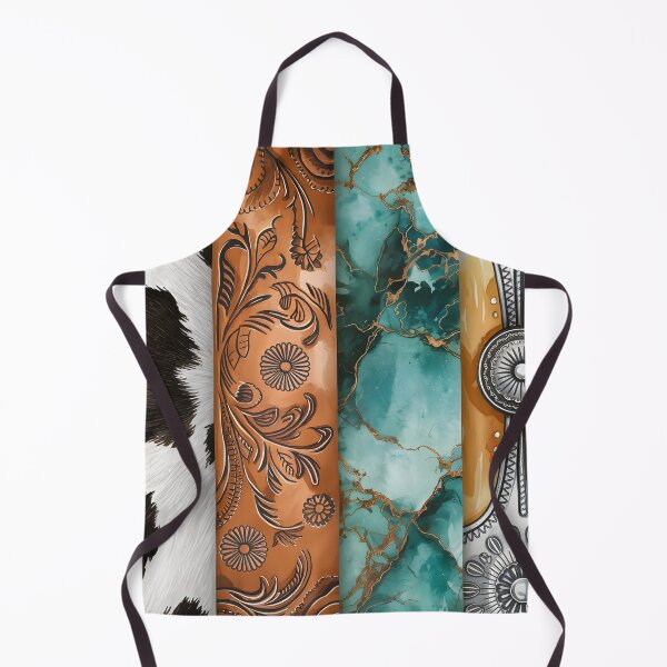 Item preview, Western Cowhide Turquoise Leather Pattern, Boho Rustic Concho Design, Southwestern Country Western Aesthetic Art designed and sold by CoastalEmp.