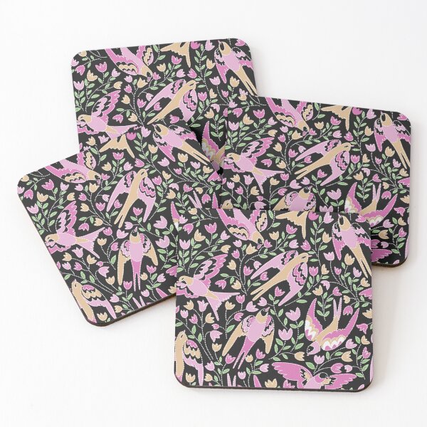 Item preview, Early Bird-Black Dull Pink Orange designed and sold by Fabricatemyart.