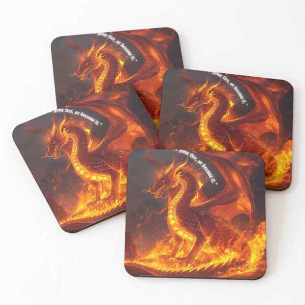 Item preview, Tame Your Fire or Become It – Fierce Dragon of Flame Motivational Art designed and sold by george335555.