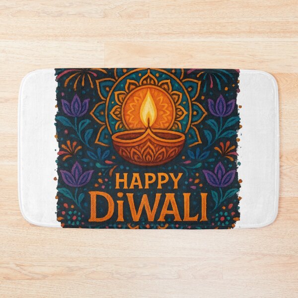 Item preview, Happy Diwali Rangoli Art – Diya & Fireworks Design designed and sold by Kruti Collection.