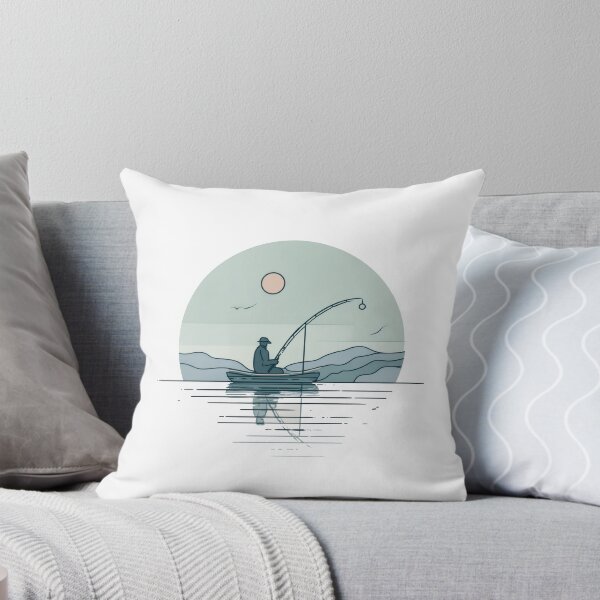 Item preview, Minimal Fisherman – Calm Lake Illustration designed and sold by abicir.