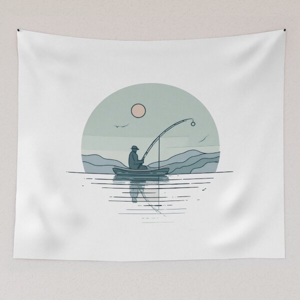 Artikelvorschau, Minimal Fisherman – Ruhige Seeillustration entworfen und verkauft von abicir.
