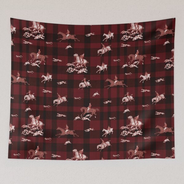 Item preview, Vintage English Country Fox Chase Horses Hounds designed and sold by tanjica.