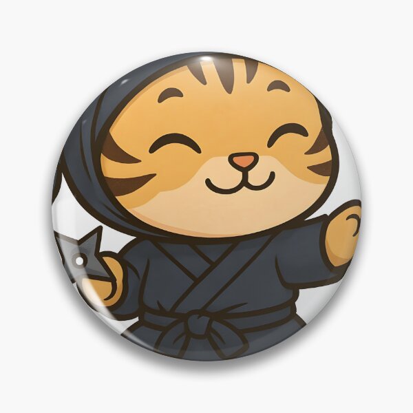 Item preview, Kawaii Ninja Cat with Throwing Stars designed and sold by ArtsyWishesShop.